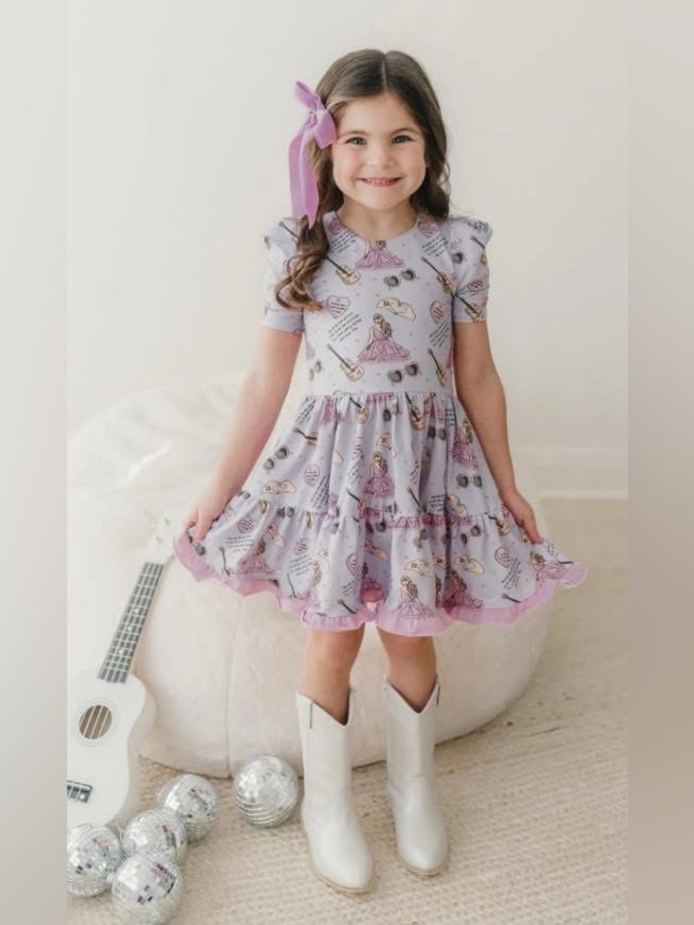 Love & Grow Taylor Swift Love Story Puff Sleeve Lavender Tiered Dress 10